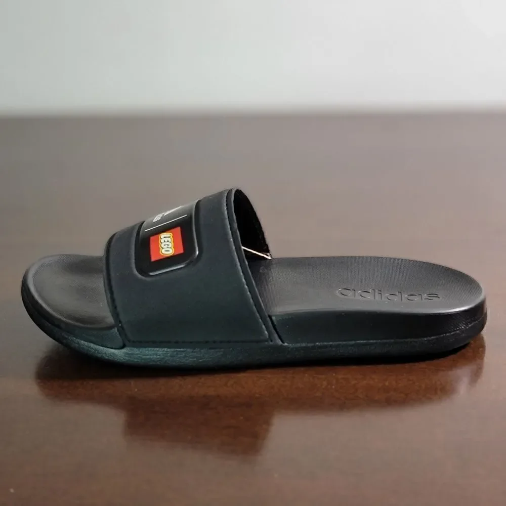 Adidas Lego Adilette Comfort Slide Sandal Black Red Logo Worldwide Ultraboost